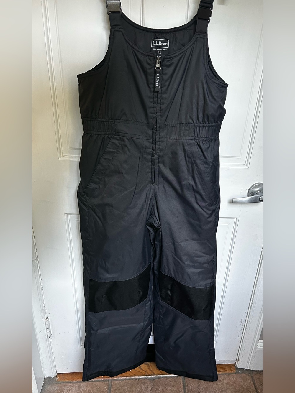 L.L. Bean Kids’ Cold Buster Snow Bib, Black w/ Adjustable Buckle Straps Size 12